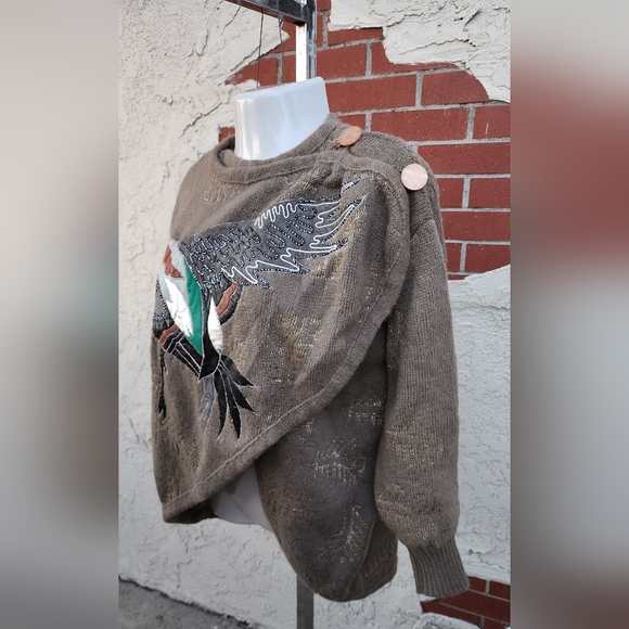 Small FIT Large ! vintage Grace by Starr DUCK bird long sleeve wrap sweater - Picture 10 of 16